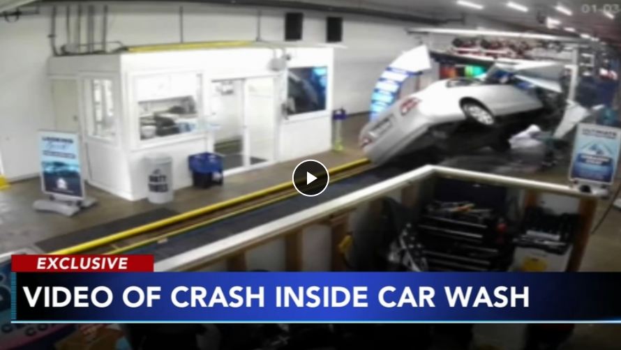  Uncontrolled vehicle flips inside a car wash (+ Video)