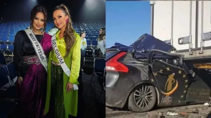 Shocking images of the car and the face of Miss Belgium 2022 who miraculously survived a traffic accident