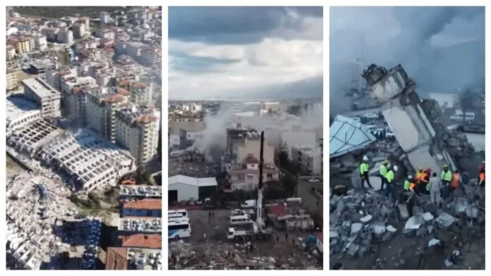 Shocking video of the earthquake in Turkey recorded with a drone